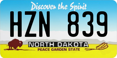 ND license plate HZN839