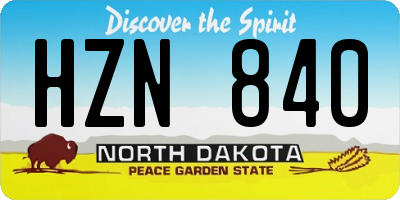 ND license plate HZN840
