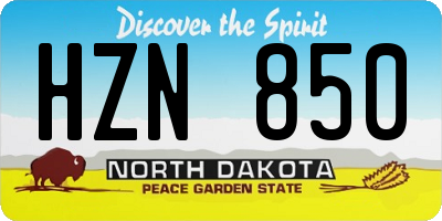 ND license plate HZN850
