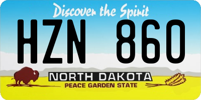 ND license plate HZN860