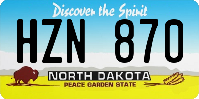 ND license plate HZN870