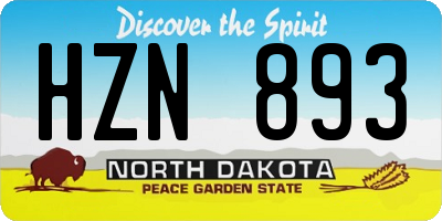 ND license plate HZN893