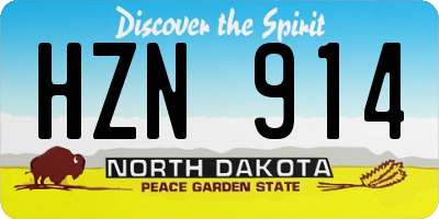 ND license plate HZN914