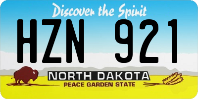 ND license plate HZN921