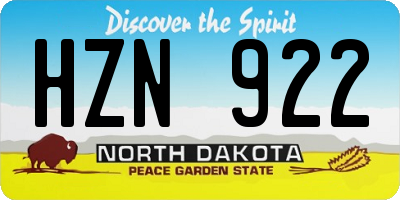 ND license plate HZN922