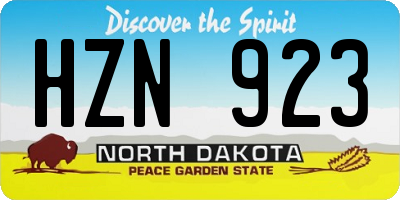 ND license plate HZN923