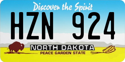 ND license plate HZN924