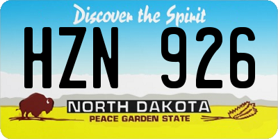 ND license plate HZN926