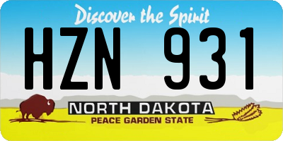 ND license plate HZN931