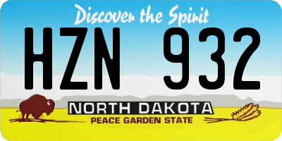 ND license plate HZN932