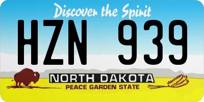 ND license plate HZN939