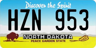 ND license plate HZN953