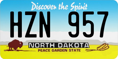 ND license plate HZN957