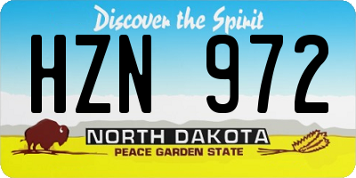 ND license plate HZN972