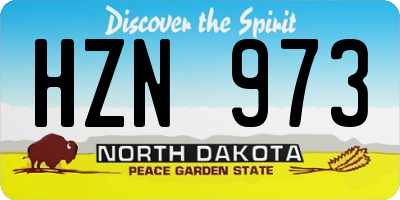 ND license plate HZN973