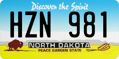 ND license plate HZN981