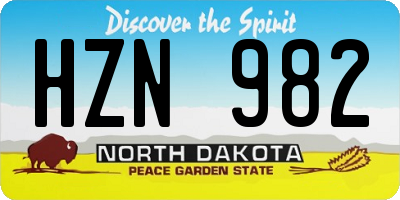ND license plate HZN982