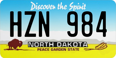 ND license plate HZN984