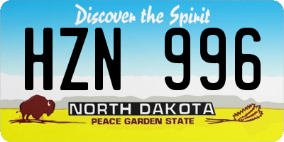 ND license plate HZN996