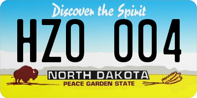 ND license plate HZO004