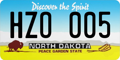 ND license plate HZO005