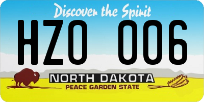 ND license plate HZO006