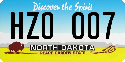 ND license plate HZO007