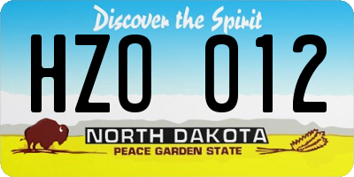 ND license plate HZO012