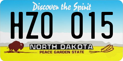 ND license plate HZO015