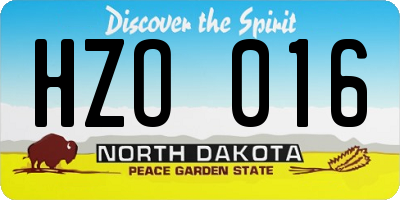 ND license plate HZO016