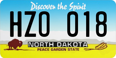 ND license plate HZO018