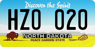 ND license plate HZO020