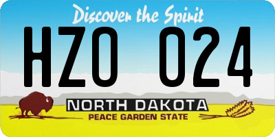 ND license plate HZO024