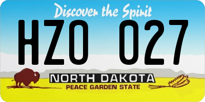 ND license plate HZO027