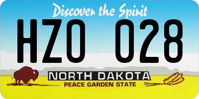 ND license plate HZO028