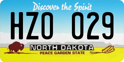 ND license plate HZO029