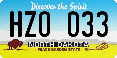 ND license plate HZO033