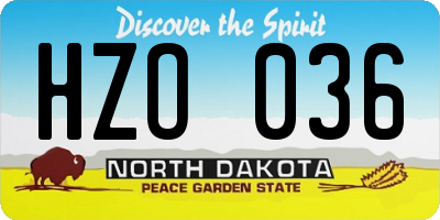 ND license plate HZO036