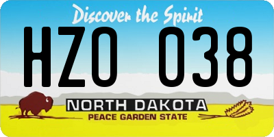 ND license plate HZO038