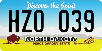 ND license plate HZO039