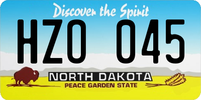 ND license plate HZO045