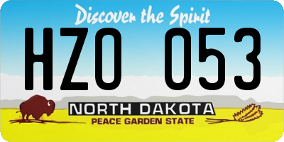 ND license plate HZO053