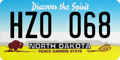 ND license plate HZO068