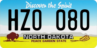 ND license plate HZO080