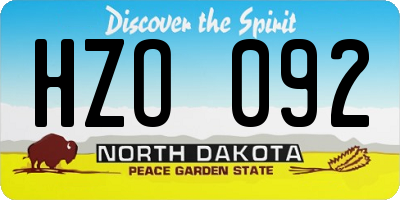 ND license plate HZO092