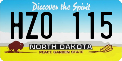 ND license plate HZO115