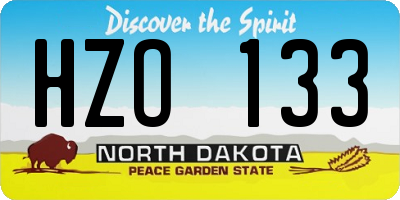 ND license plate HZO133
