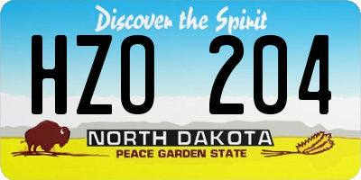 ND license plate HZO204