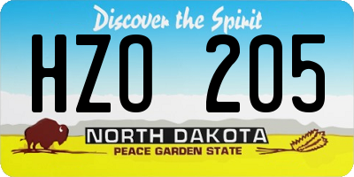 ND license plate HZO205