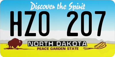 ND license plate HZO207